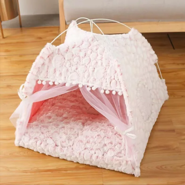 Pet  Dog Cat Kitty Nest Bed Tent House Puppy Cushion Warm Fluffy Portable Tent