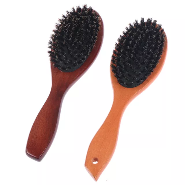 Hair Brush Wood Handle Boar Bristle Beard Brush Comb Detangling Straighte'm'