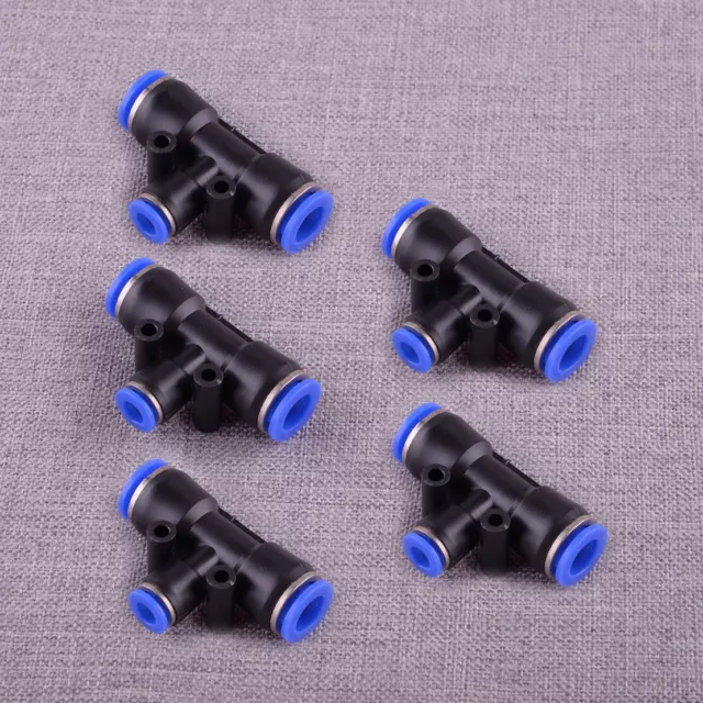 5pcs Pneumatic Reduced T Union Push In Fitting Tube 3/8" 10mm To 1/4" 6mm