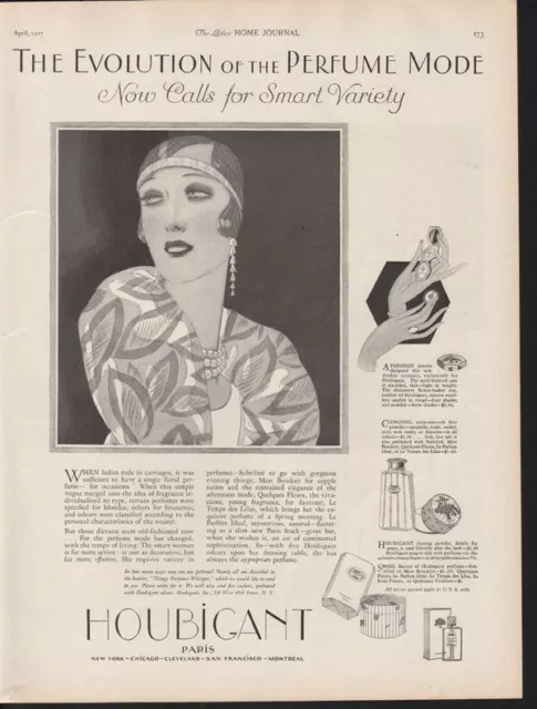 1927 Houbigant Paris Perfume Fashion Flapper Beauty Perfume Art Deco Ad 13543