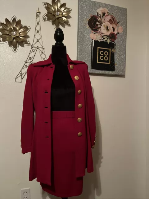 St. John Collection, Red Skirt And Blazer Jacket ￼