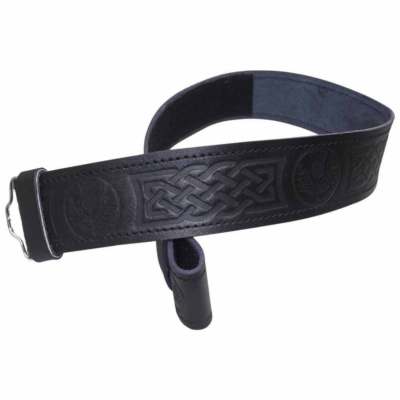 Cardo Cc Scozzese Highland Nero pelle Cardo Stile Cintura Kilt senza Fibbia 