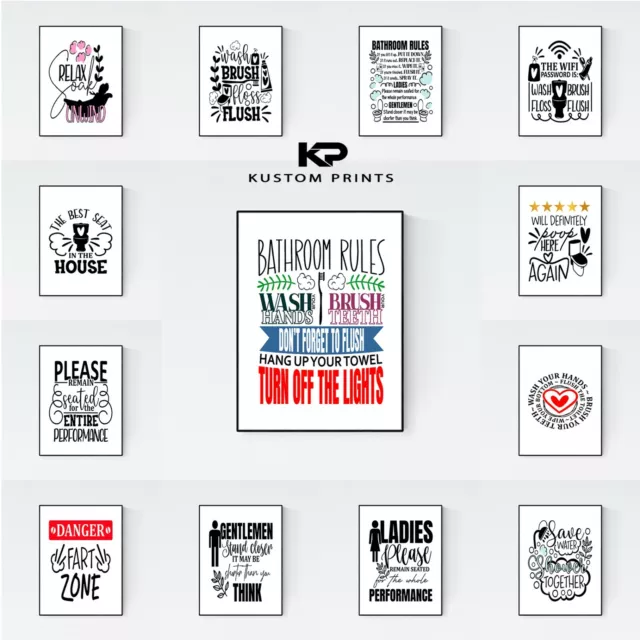 FUNNY BATHROOM PRINTS Toilet Humor Picture Quote Word Art Home Poster