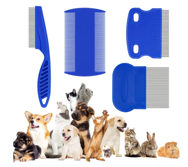 4 Pcs Flea Lice Comb for Cats Dogs | 4 Styles of Comb Included, Cat Dog Combs