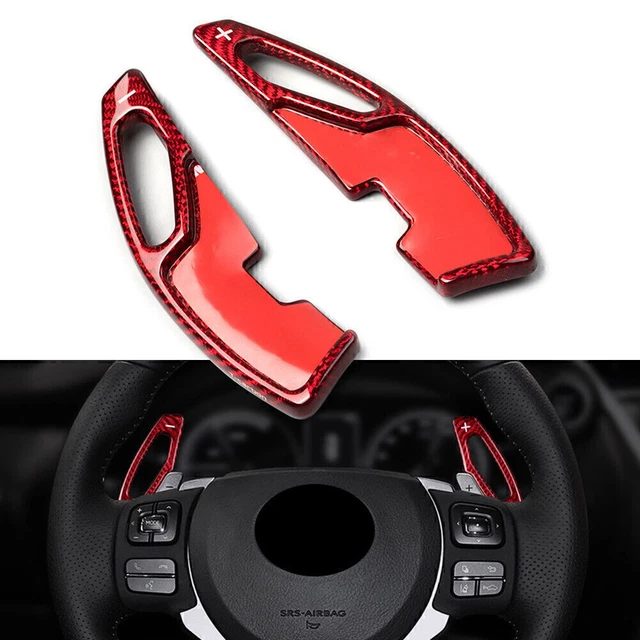 2 Pcs Carbon Fiber Red Steering Wheel Shift Paddle For LEXUS IS NX RX GS