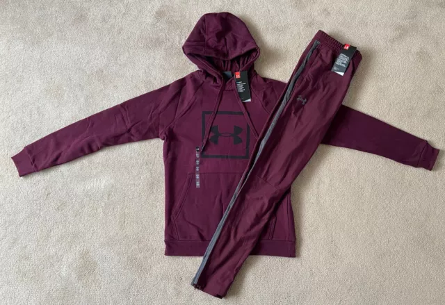 Under Armour UA Full Tracksuit Set Rival Fleece Hoodie & Pique Pants Small TN 90