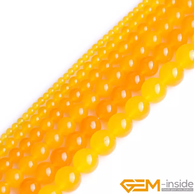 Yellow Jade Gemstone Round Beads For Jewelry Making Strand 15" 4mm 6mm 8mm 10mm