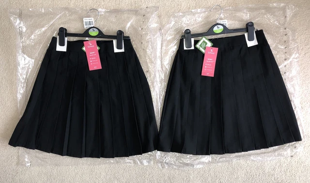 TU 2x Girls Black Pleat Pleated School Skirts age 12 BRAND NEW WITH TAGS