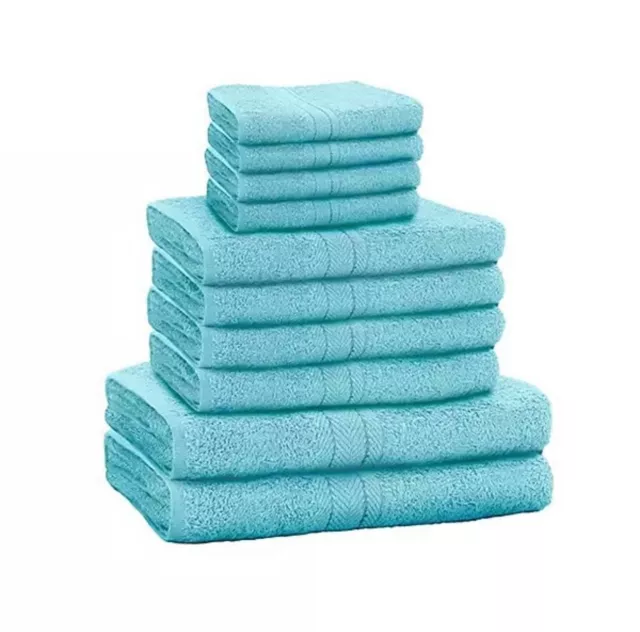 Pack of 10-Piece Towels 600GSM 100% Egyptian Cotton,4 Face,4 Hand &2 Bath Towels