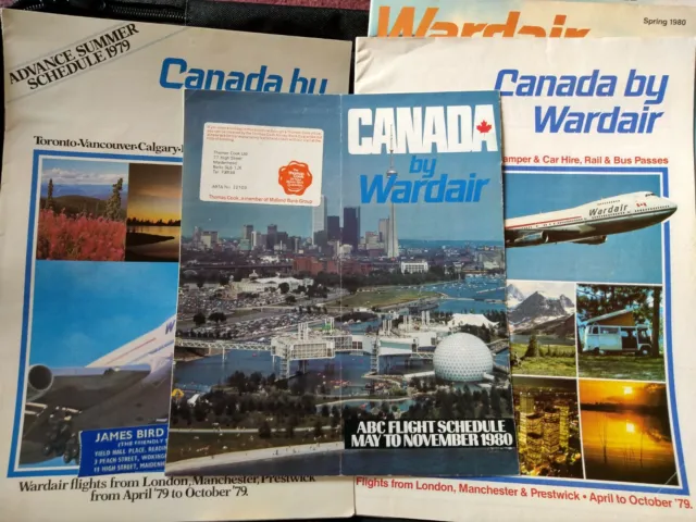 6  x  WARDAIR AIRLINES Travel Information Magazines etc    Canada  1979/80  RARE 2