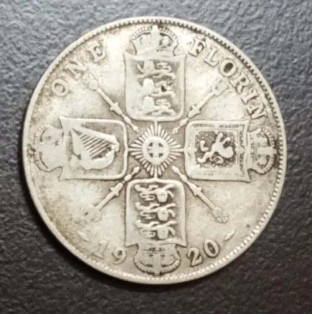 1920 Great Britain Florin Silver Coin KM 817a Over 100 Years Old