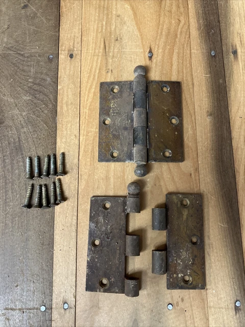 Cannon Ball Door Hinge 3.5 x 3.5" Vintage Reclaimed Salvage Rusty Hardware AS IS