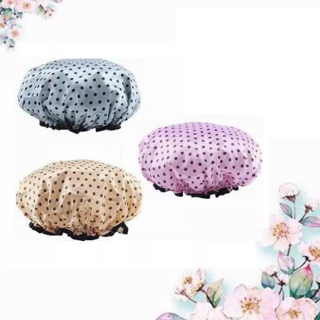 Shower Cap Women Bath Hat Hair Reusable Elastic Salon Cover Waterproof Bathing