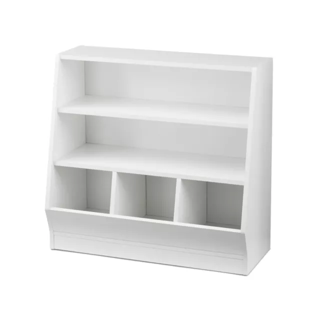 Kids Bin Toy Storage and Bookcase Organizer Shelf Playroom Bookshelves White 2