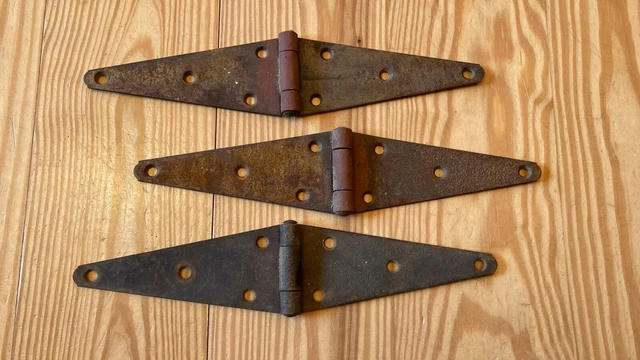 3 Vintage Antique Hardware Barn Door Gate Garage Shed Hinges Rusty