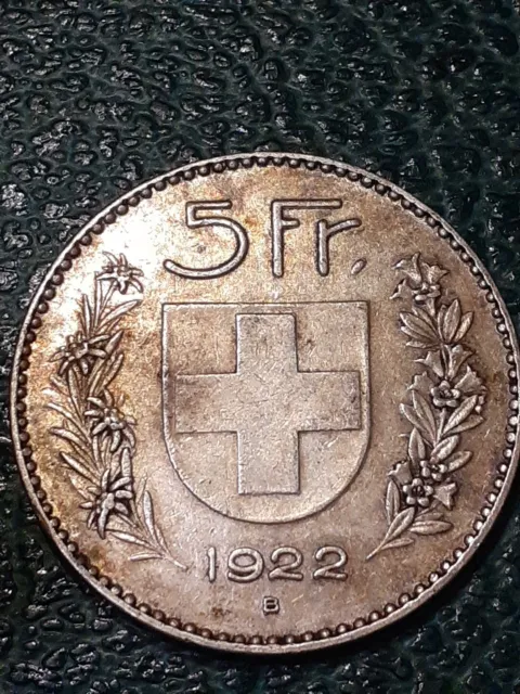 SUISSE  SWISS  5 Francs LARGE  tête de berger   1922 B