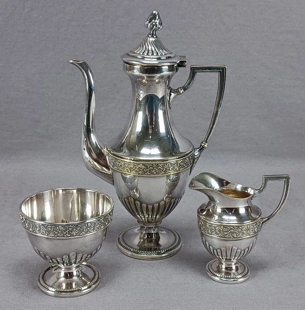 WMF Wurttembergische Metallwarenfabrik Repousse Silverplate Demitasse Set