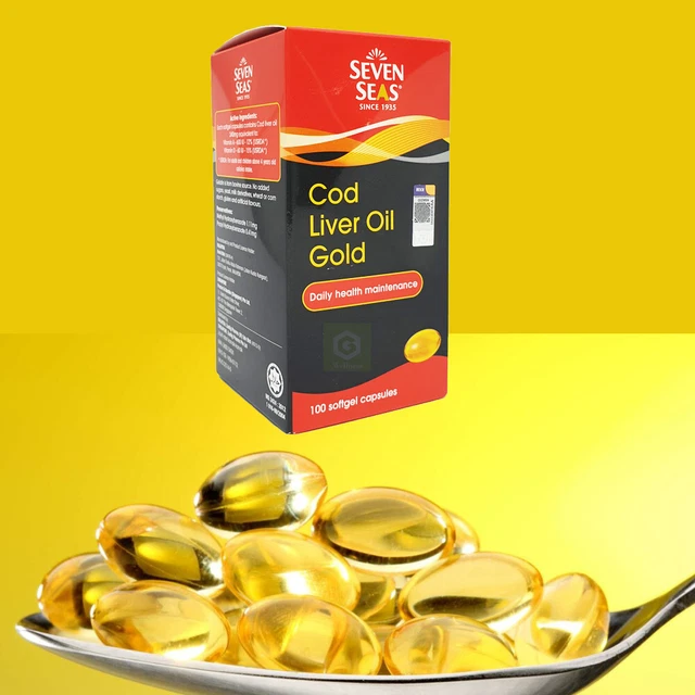 SEVEN SEAS Cod Liver Oil Gold Vitamin A, D OMEGA DHA EPA 500 Capsule 2023EXP