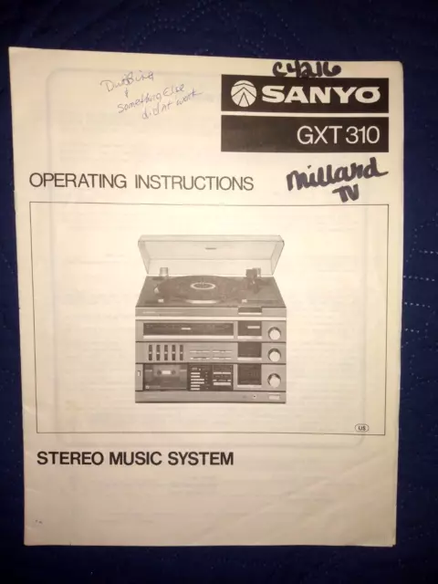 Sanyo Gxt310 Stereo Music System Operating Instructions Manual