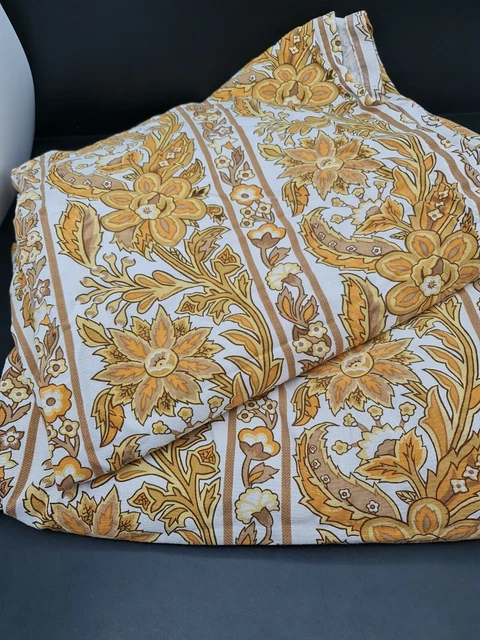 Vintage Mid Century1960’s Original Orange Yellow Brown Floral Flower Curtains