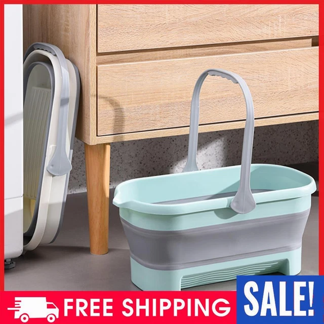 Foldable Mop Bucket with Cleaning Brush Rectangle Mop Bucket for Outdoor Indoor