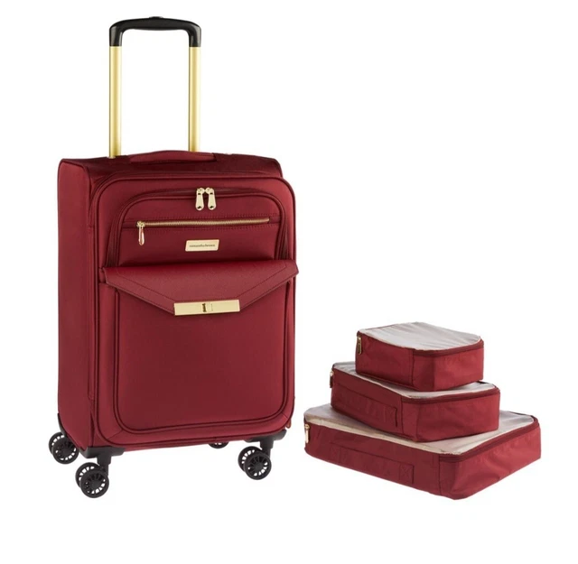 Samantha Brown 4 Piece Luggage Set- 22" Spinner & 3 Packing Cubes-Burgundy-NWT