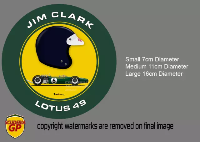 x2 Jim Clark Lotus F1 Circle Stickers Vinyl - Scuderia GP