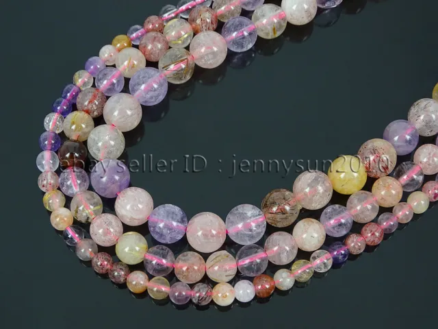 Mixed Natural Quartz Gemstone Round Beads 15.5'' 4mm 6mm 8mm Amethyst Strawberry