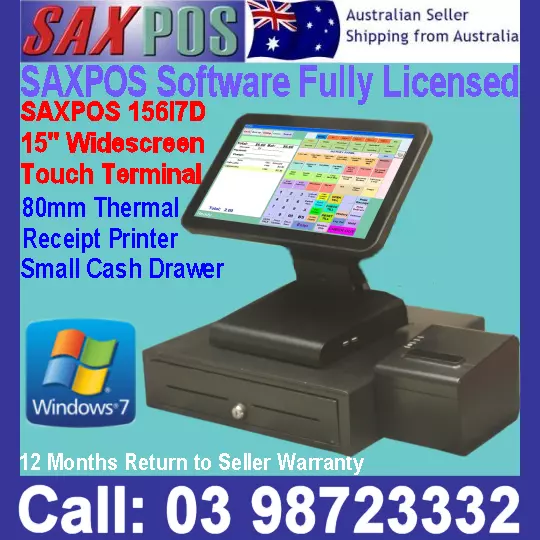 SAXPOS 156I7 Touch Terminal All-in-One Point of Sale (POS) System & Software