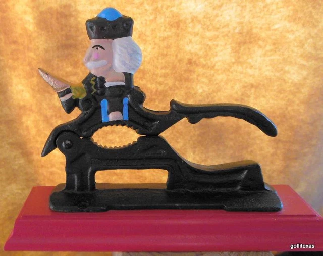Nutcracker  Nut Cracker Metal with Wood Base 7.5"  Hand Painted