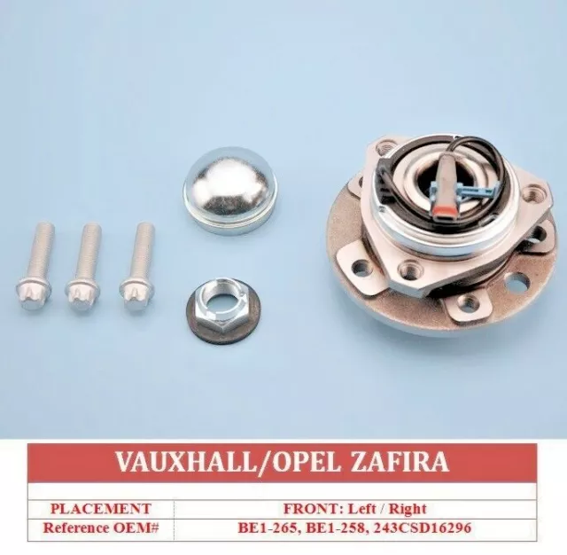 Vauxhall ZAFIRA B Stud 2005-2012 Front Hub Wheel Bearing Kit Inc Abs Sensor