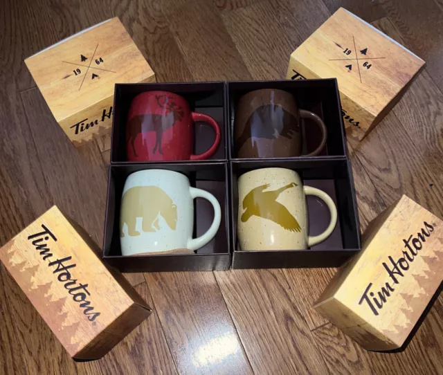 Tim Hortons Seasonal/Holiday Christmas 2016 Coffee Tea Mug 4/4 Set NEW