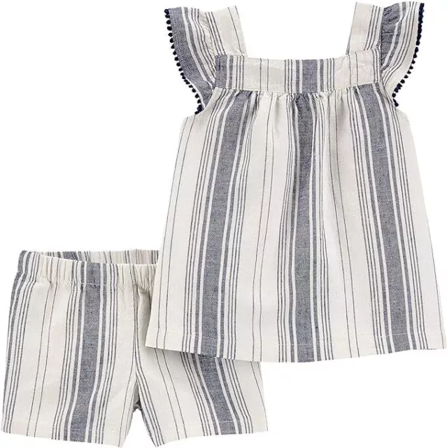 Carter's  Baby/Toddler Girls' 2 pc Striped Flutter Top & Linen Short Set  3M-5T