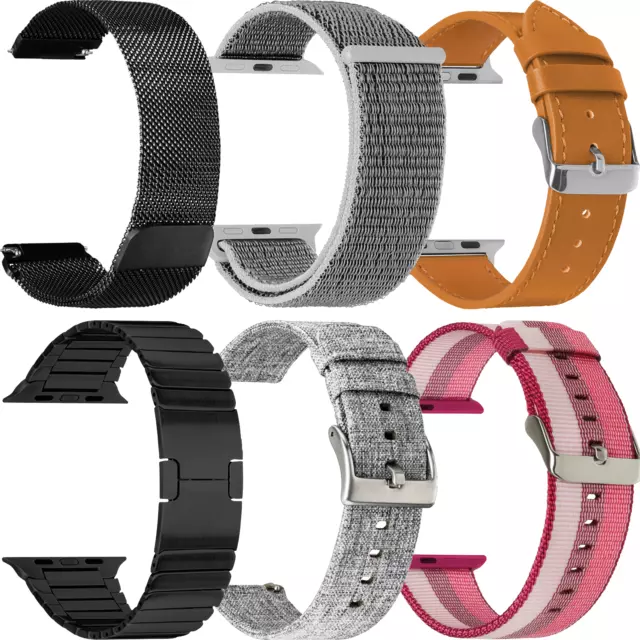 Smartwatch Armband für verschiedene Modelle Leder-, Silikon- und Metallarmbänder