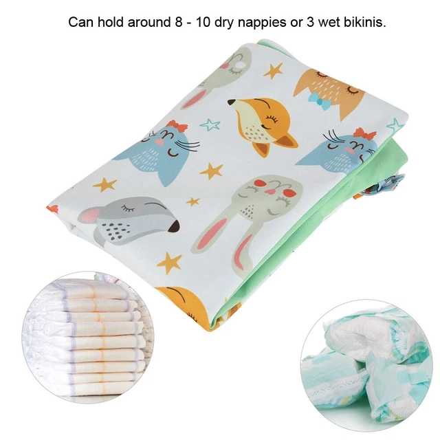(EF160)Baby Waterproof Double Zipper Diaper Bag Washable Dry Wet Nappy Pouc New