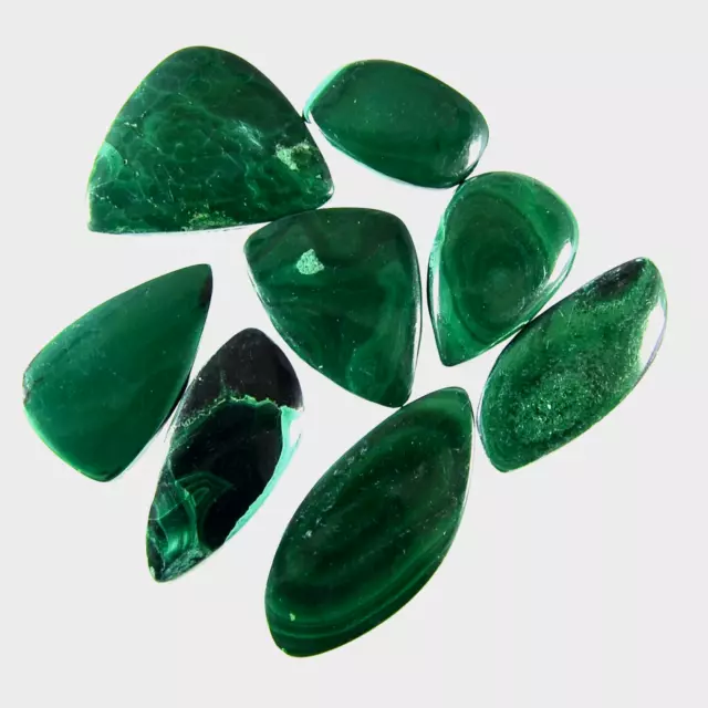 226.85Ct 100%Natural Malachite Green Mixed Cabochon Gemstone 8 piece Lot