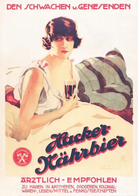 Hacker Nährbier Julius Ussy Engelhard Werbeplakat Kunstdruck Werbung 153