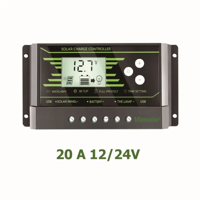 Regulador solar de 20A 12V/24V con display y 2 USB LCD