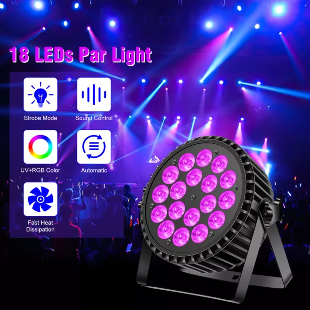 U`King 270W UV RGB PAR Wash 18 LED DMX Disco Party Bühnenlicht Hochzeit Ostern 2