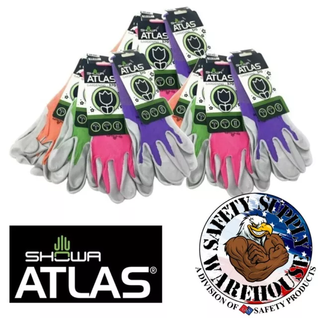 Atlas Showa 370 Pastel Nitrile Gardening Gloves | 12 Pack | Assorted Colors