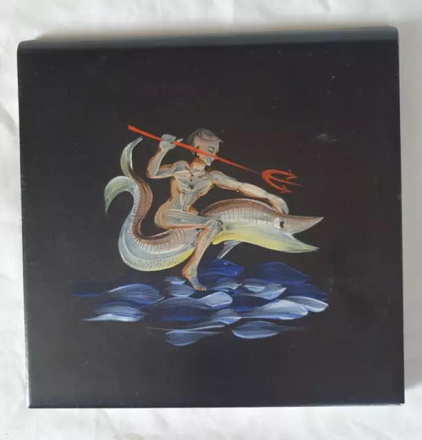 Striking Retro Hand Painted Mermaid Sea Themed Design 6 Inch Tile
