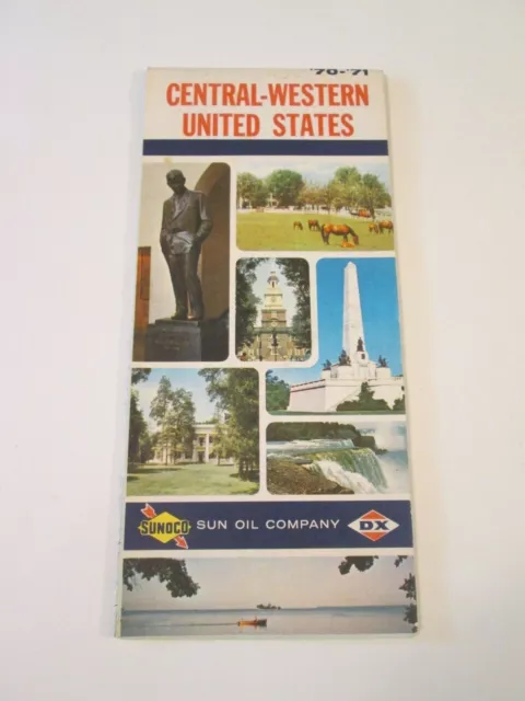 Vintage 1970 -1971 Sunoco - Central-Western United States - Oil Gas Travel Map