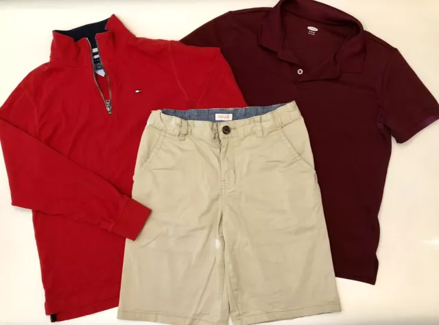 3 Boys School Uniform Lot Short, Polo Shirt & Long Sleeve Pullover SZ  14 16