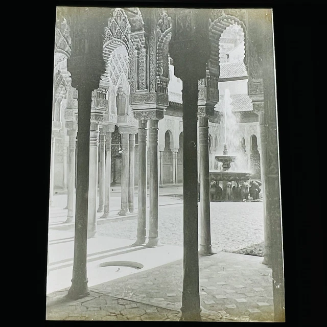 Vtg Magic Lantern Glass Slide Photo Lowenhof Alhambra Spain