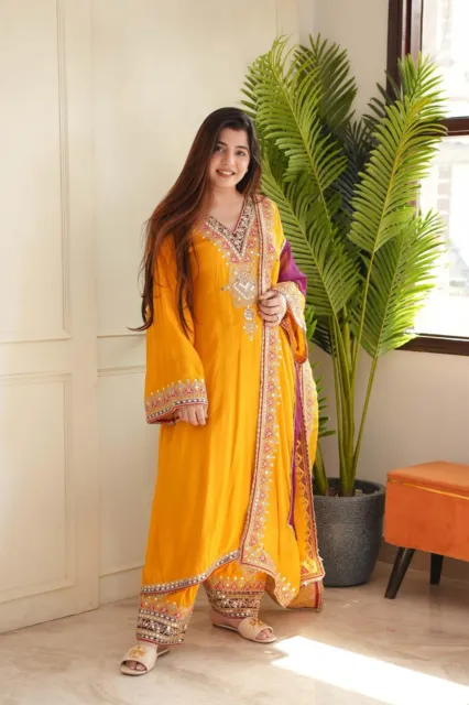 Salwar Kameez Pakistani Indian Suit New Wedding Gown Party Wear Salwar Suit Set5