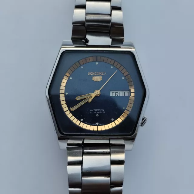 Seiko 5 Automatic 6319-8000 Blue Dial Day/Date 21J Men's Wristwatch Japan Made