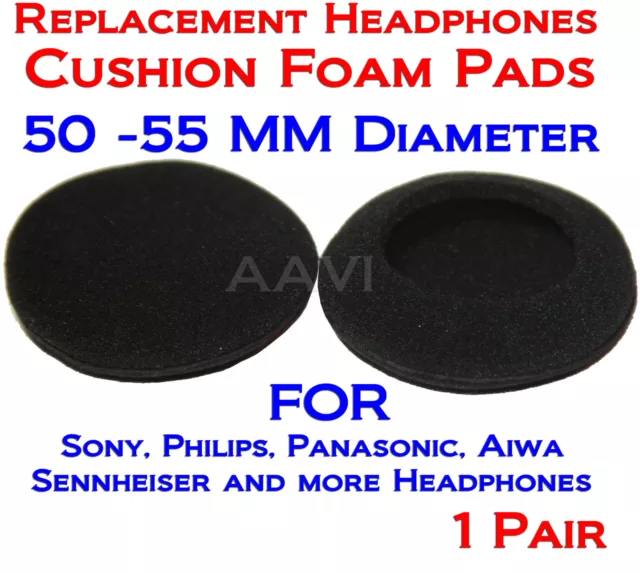 50mm-55mm Replacement 2" Foam Pad Ear Cushion Sponge Cover For Headphones 1Pair 2