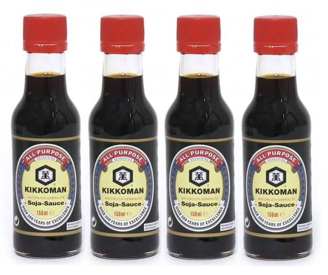 Confezione da 4 salsa di soia Kikkoman (4x 150ml) | salsa di soia | salsa di soia