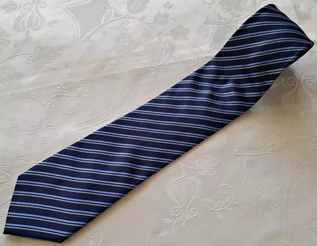 Gents Vintage Authentic Roma Striped Blue Silk Men's Neck Tie