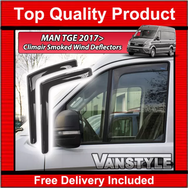 Fits Man Tge 17> Genuine Climair Front Smoked Wind Deflectors Quality Tint Pair